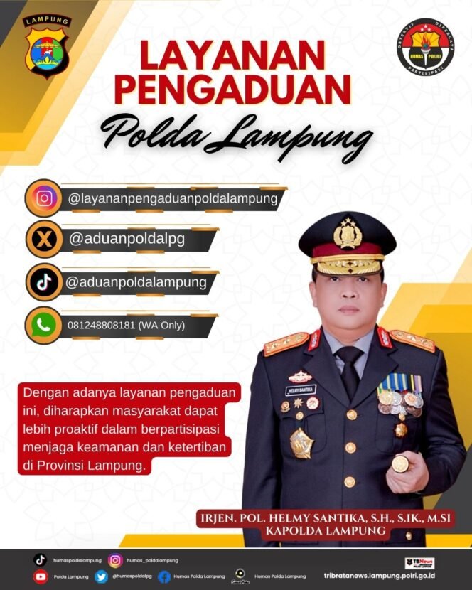 
					Respon Cepat Aduan Masyarakat, Polda Lampung Hadirkan Layanan Pengaduan 24 jam