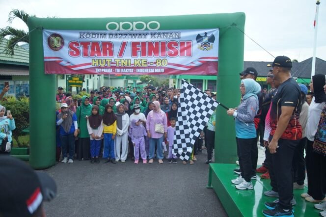 
					Bupati Way Kanan, Ayu Asalasiyah Lepas Jalan Sehat HUT Ke-80 TNI Tahun 2025